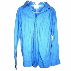 Eighty Eight Dress Shirt Mens XL Button Front Down Collared Blue